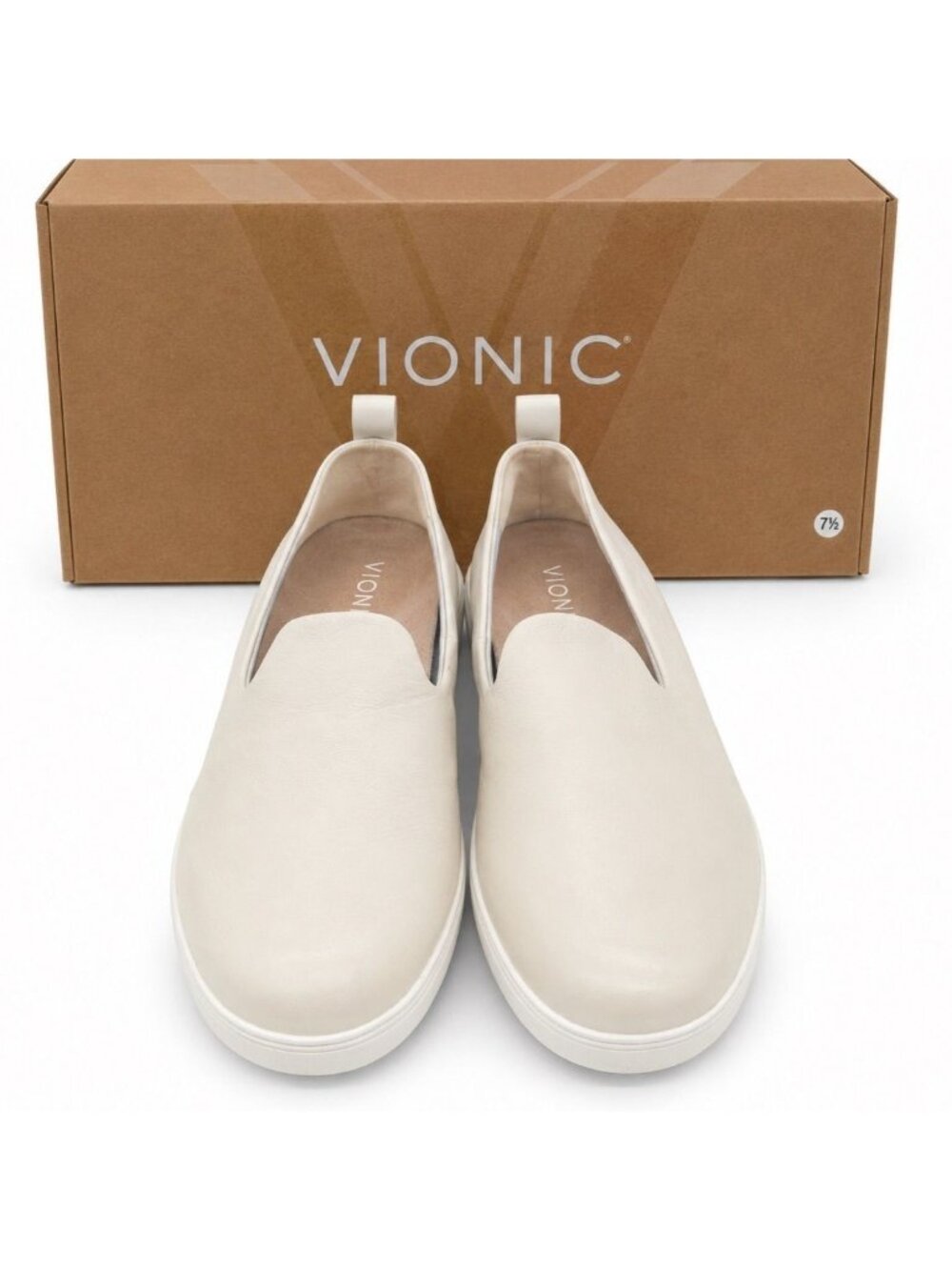 VIONIC Uptown Willa Cream Leather Slip On Sneakers Womens 6.5 M Arch Support - Picture 5 of 12